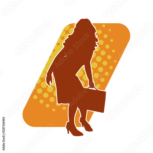 Silhouette of a secretary or female office worker wearing formal business suit.
