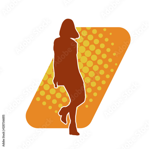 Silhouette of a secretary or female office worker wearing formal business suit.