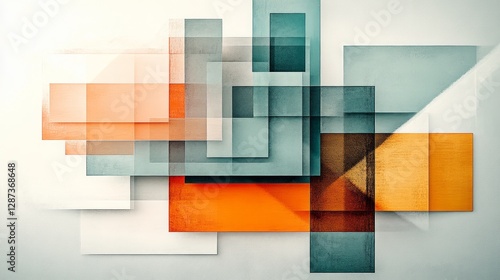 Fototapeta Naklejka Na Ścianę i Meble -   Overlapping clean rectangles, green, orange, blue, gray, movement, progressive, graphic