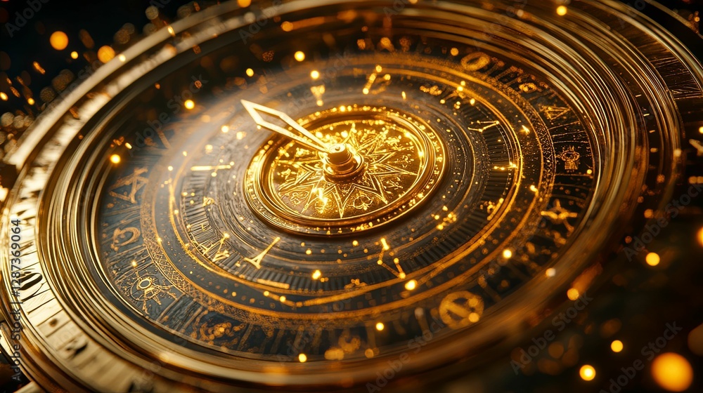 Ornate Golden Clock Glows With Celestial Designs Ornate Golden Clock Glows With Celestial Designs