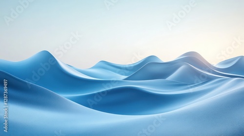 Abstract Blue Landscape: Serene Hills Under a Pale Sky