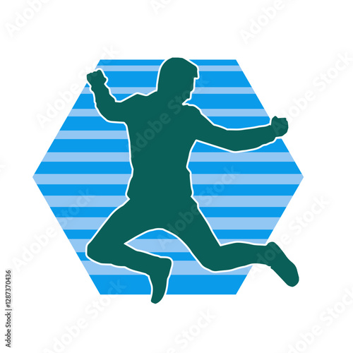 Silhouette of a male dancer in performing pose. Silhouette of a dancing man.