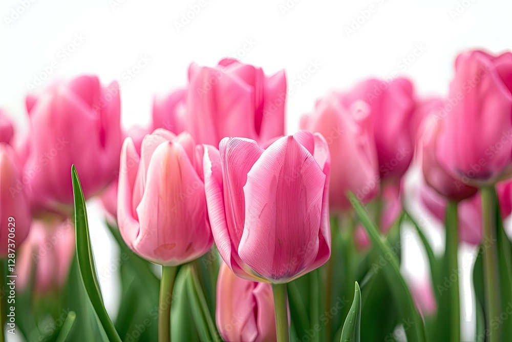 Ultra Hd Image of Vertical Closeup Shot of Beautiful Pink Tulips on White Background Ultra Hd Image of Vertical Closeup Shot of Beautiful Pink Tulips on White Background