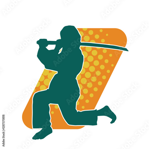 Silhouette of a female fighter carrying sword weapon. Silhouette of a woman warrior with her sword weapon.