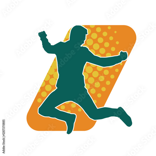 Silhouette of a male dancer in performing pose. Silhouette of a dancing man.