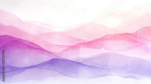 Wallpaper Mural Abstract Purple and Pink Mountain Range: A Serene Ink Wash Painting Torontodigital.ca