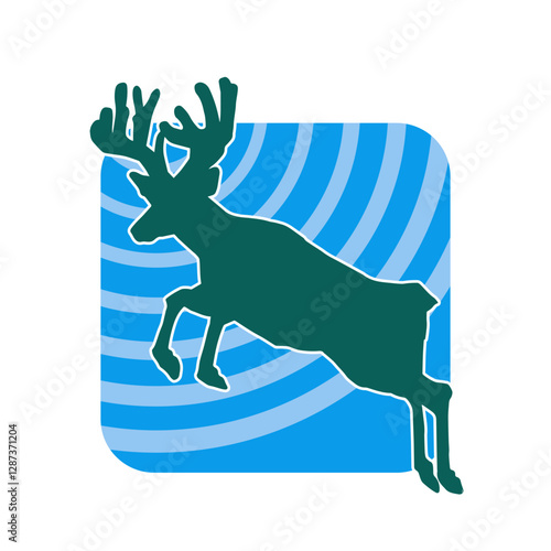 Silhouette of a deer wild forest animal with antlers.