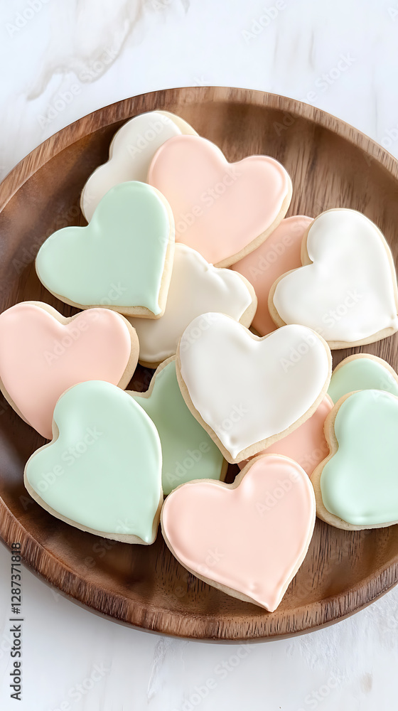Obraz premium Delicious heart-shaped cookies home kitchen food photography bright environment top view sweet treats for any occasion