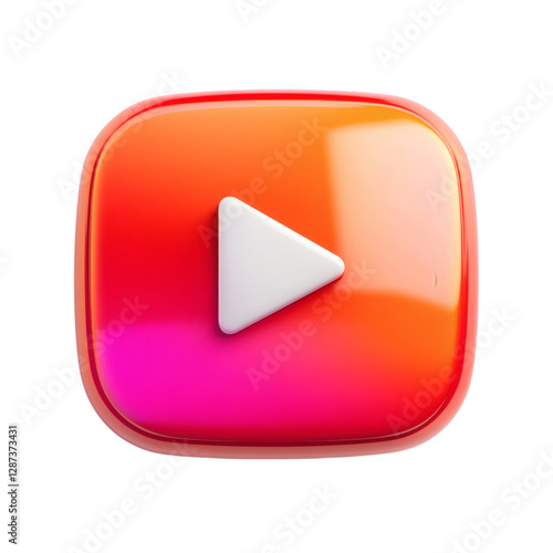 YouTube Play Button Gradient Red to Pink Isolated on Transparent Background