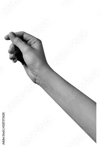 Halftone hand gesture as collage graphic element. Vintage punk grunge arm dotted pattern stickers. Retro trendy doodle hands vector illustration for posters