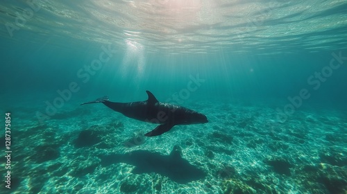 Wallpaper Mural Whale swimming through crystal clear waters underwater nature documentary ocean environment aquatic perspective Torontodigital.ca