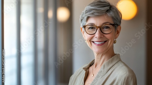 The charm and strength of women in the modern workplace. Her smile and confid...
