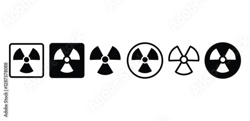 nuclear radiation hazard symbol sign icon vector design black white simple illustration sets isolated