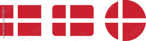 Simple Illustration of the Danish Flag in Different Shapes
