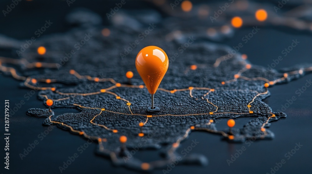 Navigation Pin on 3D Map: Global Positioning System Concept Navigation Pin on 3D Map: Global Positioning System Concept