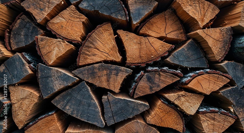 Rustic Firewood Pile Close-Up With Natural Wooden Logs Rustic Firewood Pile Close-Up With Natural Wooden Logs