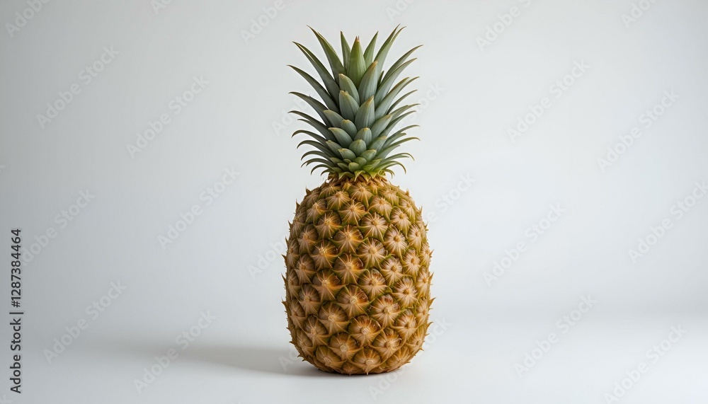 photograph of Pineapple isolated on white background, full depth of field wide angle lens photograph of Pineapple isolated on white background, full depth of field wide angle lens