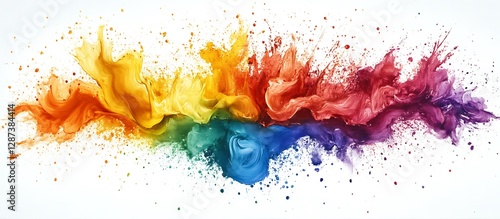 Colorful Ink Splashes on White