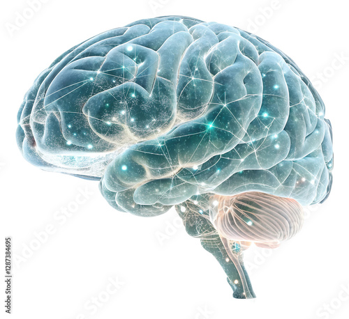 Exploring brain function neuroscience lab digital abstract isolated on transparent background