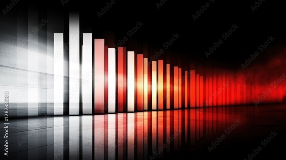 Fototapeta premium Abstract Digital Artwork with Vibrant Vertical Bars and Reflection