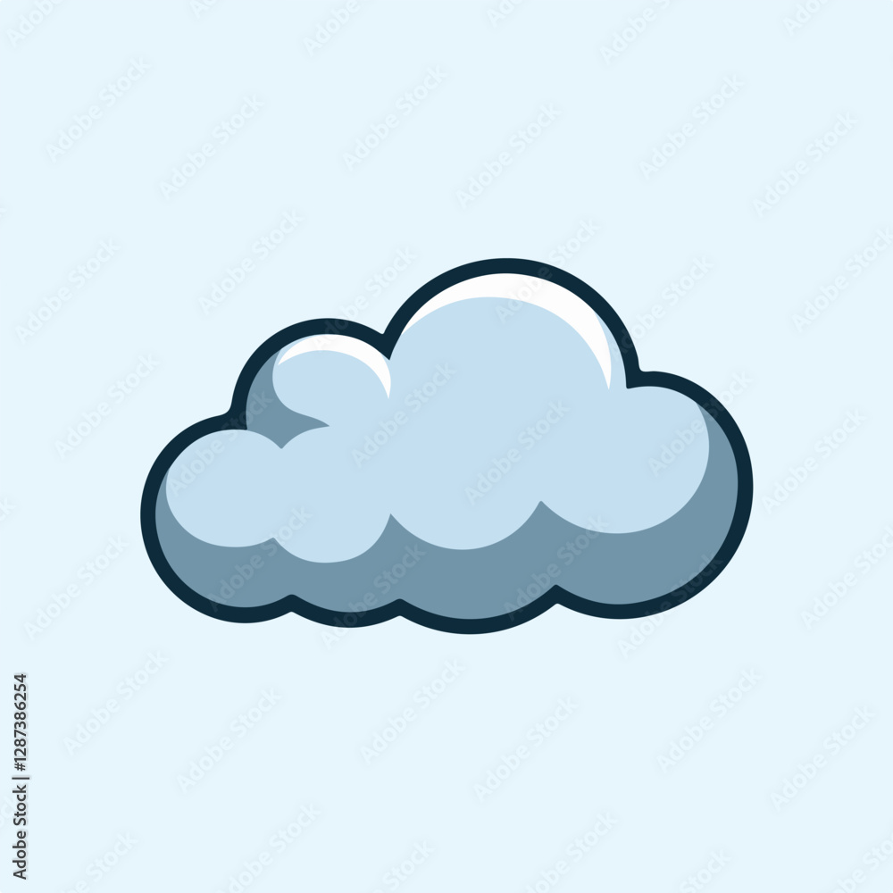 A Flat-Style Small Cloud on a Plain White Background A Flat-Style Small Cloud on a Plain White Background