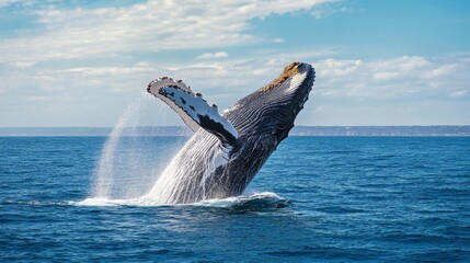 Whale breaching ocean waters wildlife photography marine environment underwater perspective splashing dynamics