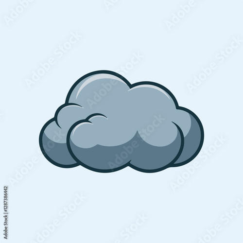 A Flat-Style overcast clouds on a Plain White Background