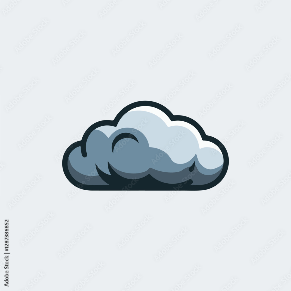 A Flat-Style overcast clouds on a Plain White Background A Flat-Style overcast clouds on a Plain White Background