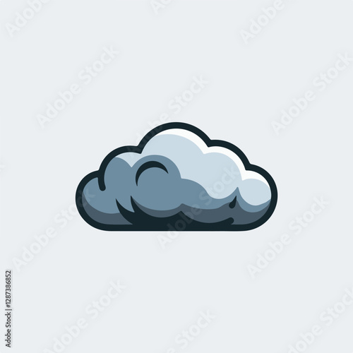 A Flat-Style overcast clouds on a Plain White Background