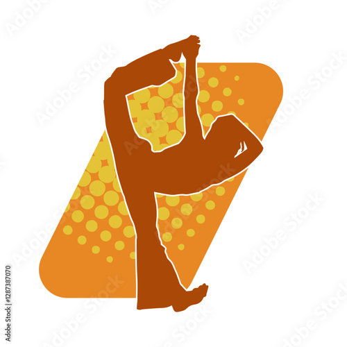 Silhouette of a female dancer in action pose. Silhouette of a woman in dancing pose.