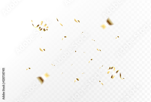 Confetti explosion on transparent background. Pieces of shiny gold paper flying and spreading. rotating. zoom effect abstract vector illustration,eps 10