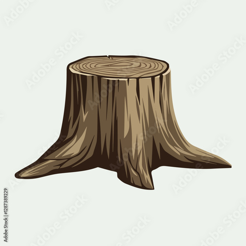 A Flat-Style tree stump on a Plain White Background