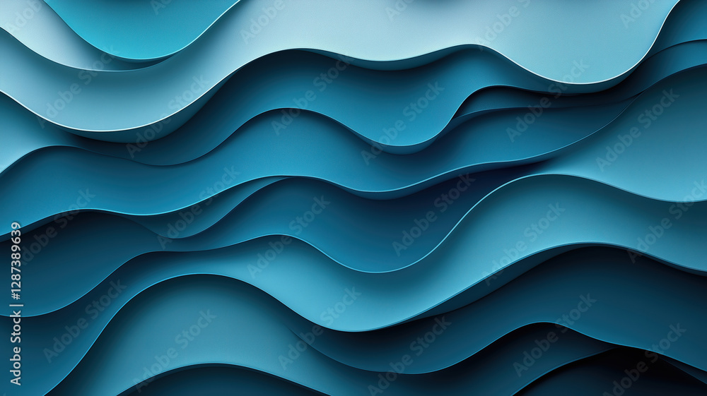 Fototapeta premium Modern abstract banner with smooth curved lines in teal dark blue and slate gray tones