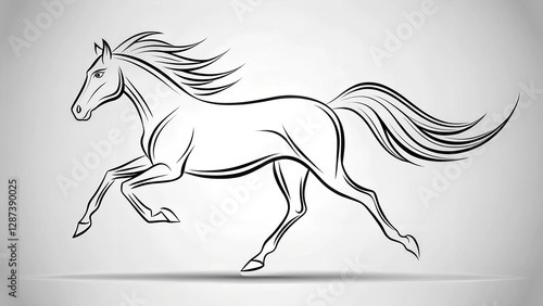 horse drawn on a white background