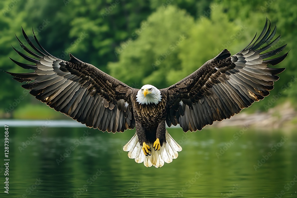 Fototapeta premium Majestic Eagle in Flight over Water