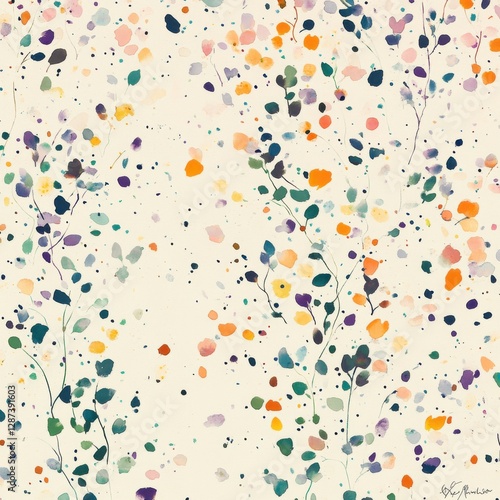 Delicate watercolor floral patterns abstract art nature indoor close-up aesthetic beauty