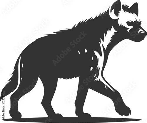 A hyena walking with a confident, proud stride animal silhouette vector