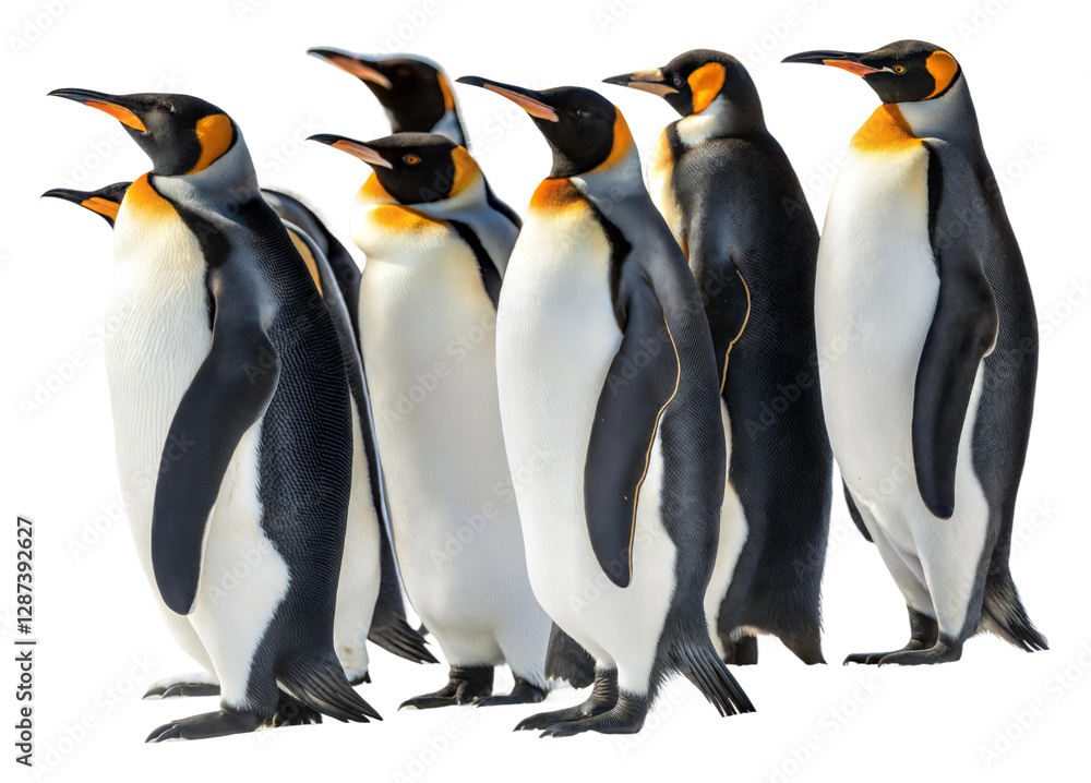 Fototapeta premium Penguin gathering in antarctica wildlife cold environment isolated on transparent background