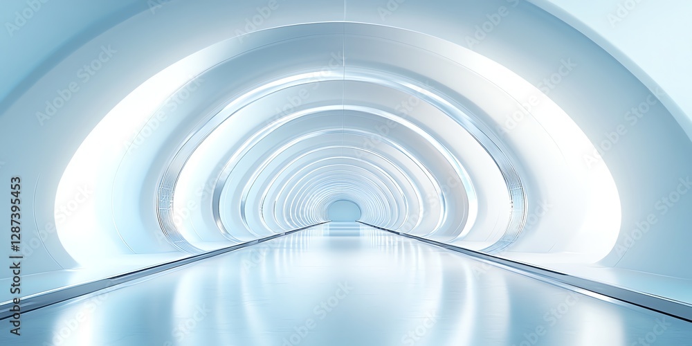 Obraz premium Abstract minimalist visualization of tank tube expansion with soft gradients and copy space. High-detail, futuristic design perfect for tech and industrial projects.