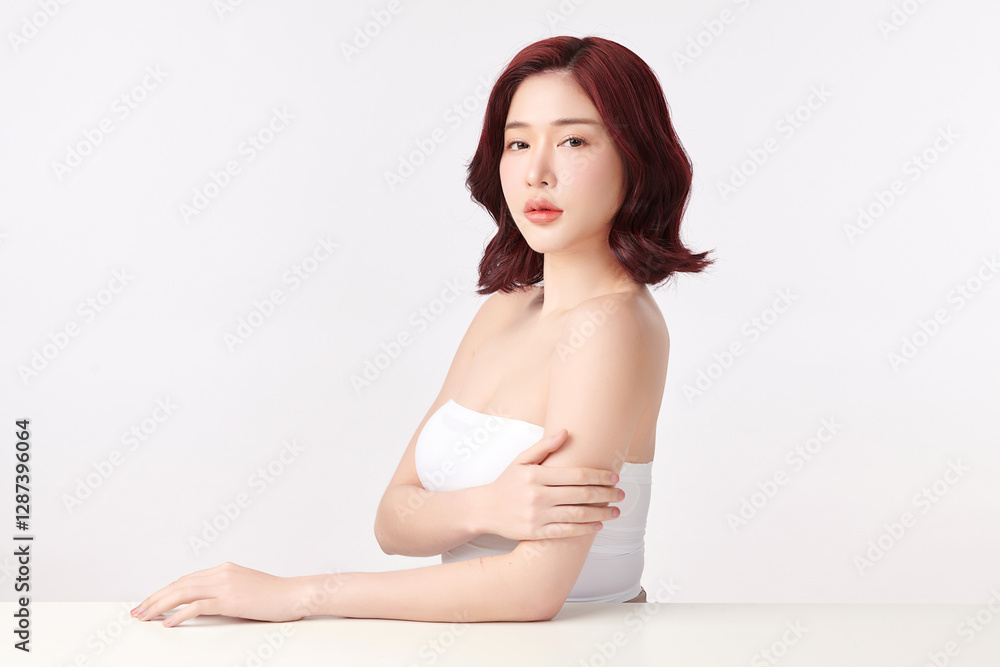 Beautiful young asian woman with clean fresh skin on white background, Face care, Facial treatment, Cosmetology, beauty and spa, Asian women portrait. Beautiful young asian woman with clean fresh skin on white background, Face care, Facial treatment, Cosmetology, beauty and spa, Asian women portrait.