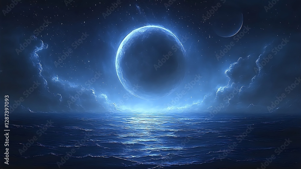 Cosmic Planet Over Watery Horizon Cosmic Planet Over Watery Horizon