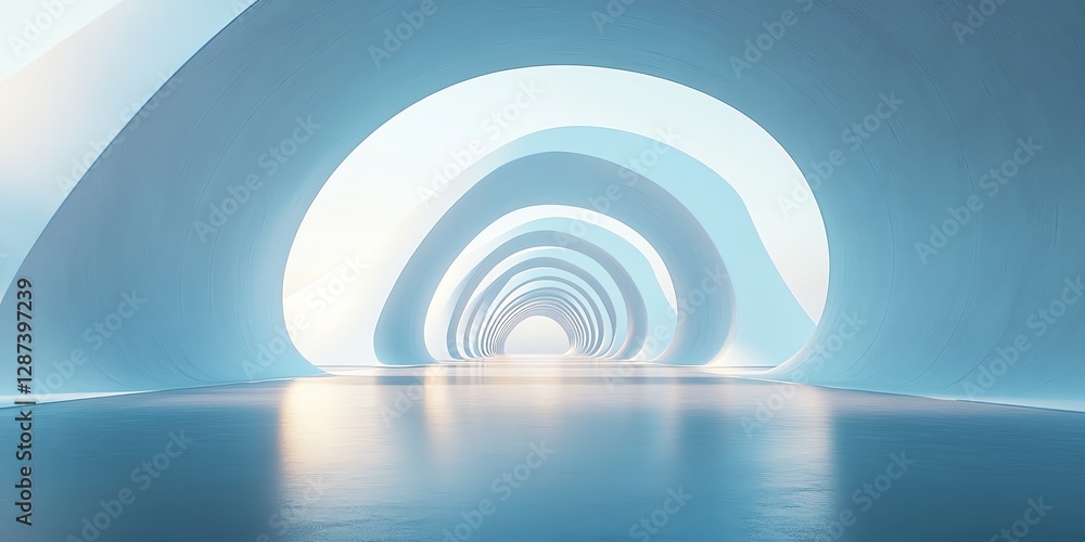Fototapeta premium Abstract minimalist visualization of tank tube expansion with soft gradients and copy space. High-detail, futuristic design perfect for tech and industrial projects.