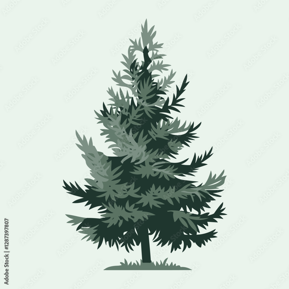 Fototapeta premium A Flat-Style pine tree on a Plain White Background