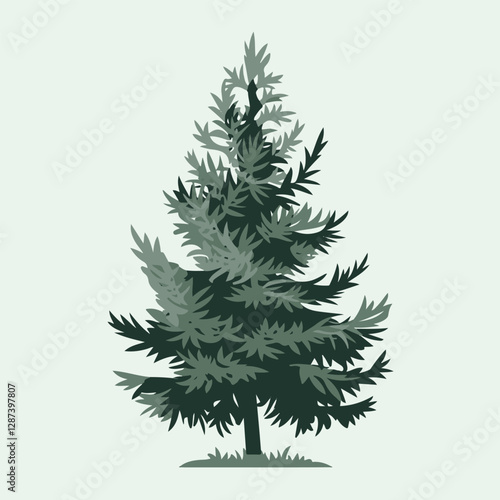 A Flat-Style pine tree on a Plain White Background