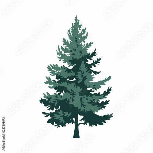 A Flat-Style pine tree on a Plain White Background