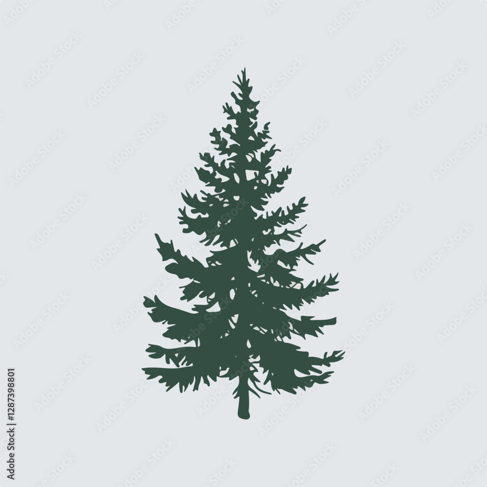 Fototapeta premium A Flat-Style pine tree on a Plain White Background
