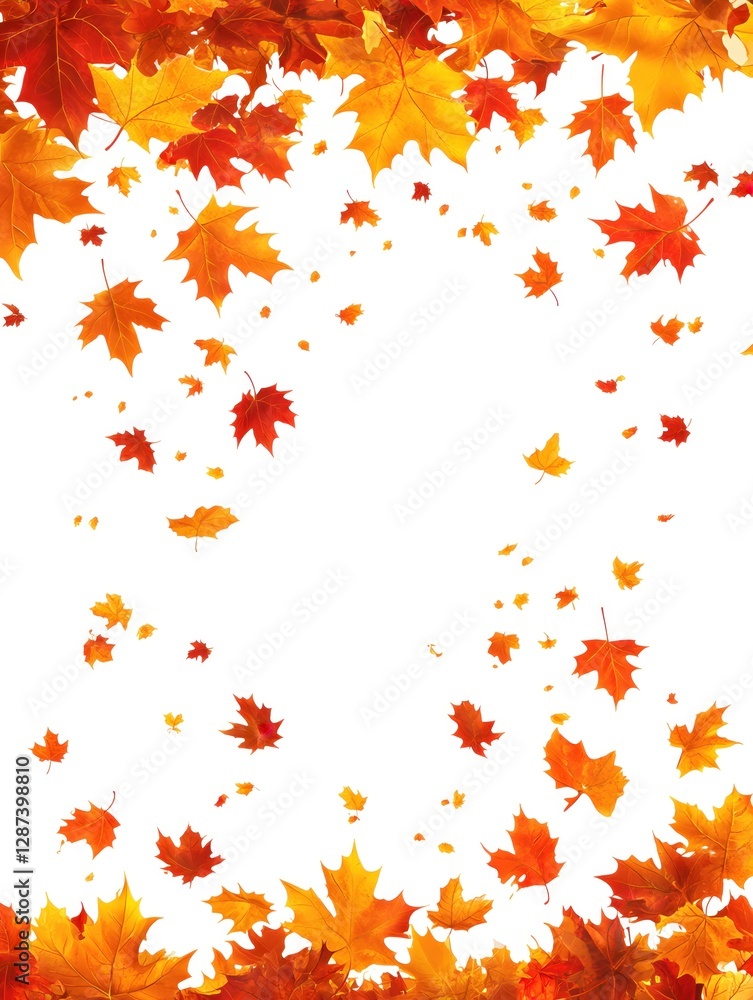 Autumnal Cascade Vibrant Maple Leaves Falling in a Festive Display of Seasonal Beauty on a White Background Capturing the Essence of Fall Autumnal Cascade Vibrant Maple Leaves Falling in a Festive Display of Seasonal Beauty on a White Background Capturing the Essence of Fall