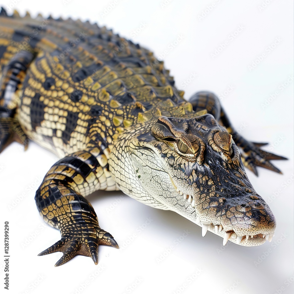 Naklejka premium Ultra Quality Image of a Photo Crocodile, Isolated on a White Background