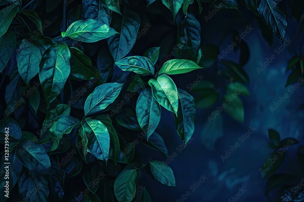 Vibrant Color Visual of Closeup of Plant at Night Vibrant Color Visual of Closeup of Plant at Night
