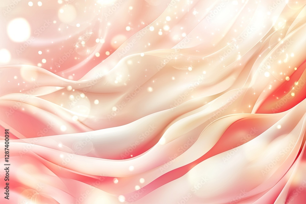Obraz premium Delicate pink fabric waves, soft light, sparkling background, design element